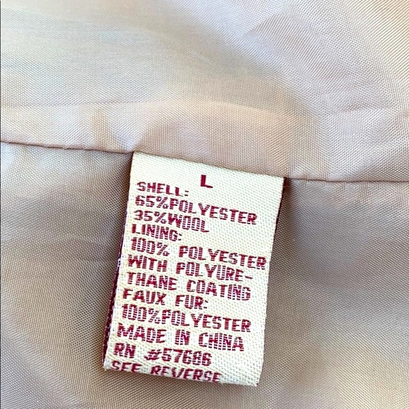 Paris Blues Tan Pea Coat Size -L - Picture 7 of 12